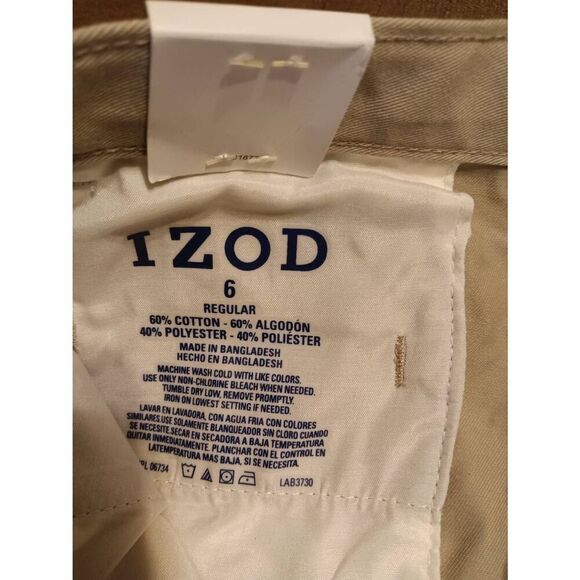 Izod brand Flat Front Shorts with Adjustable Waist -  Size: 6R (0722) - Picture 2 of 6